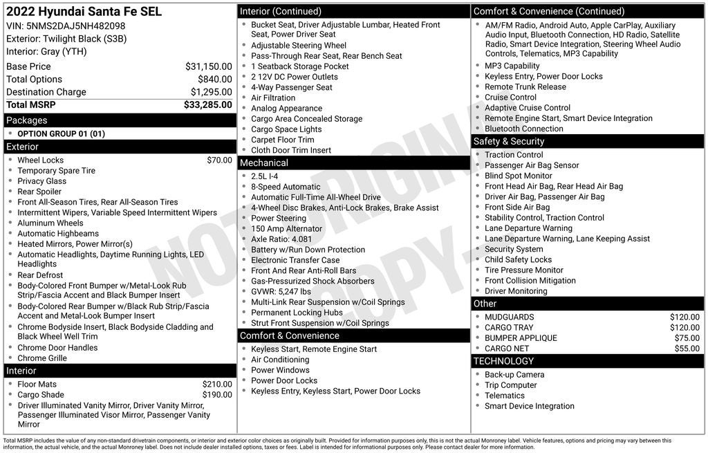 2022 Hyundai SANTA FE SEL