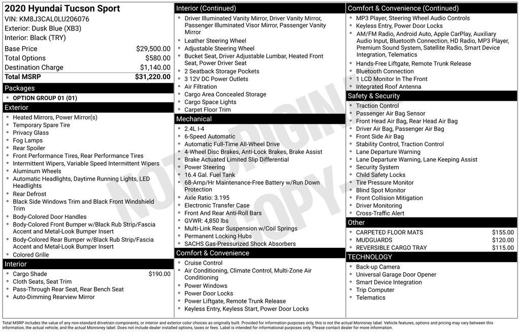 2020 Hyundai TUCSON Sport