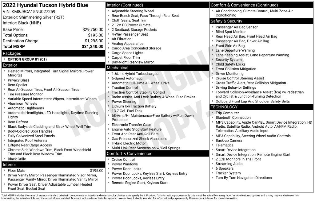 2022 Hyundai TUCSON HYBRID Blue