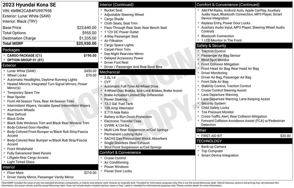 2023 Hyundai KONA SE